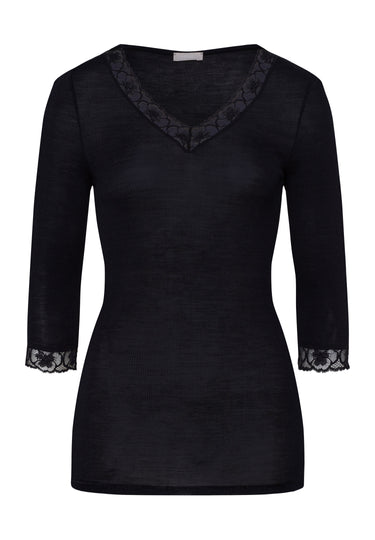 70973 Woolen Lace 3/4 Sleeve Shirt - 019 Black